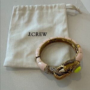 J. Crew Pink and Gold Elephant Bracelet with Crystal Accents
